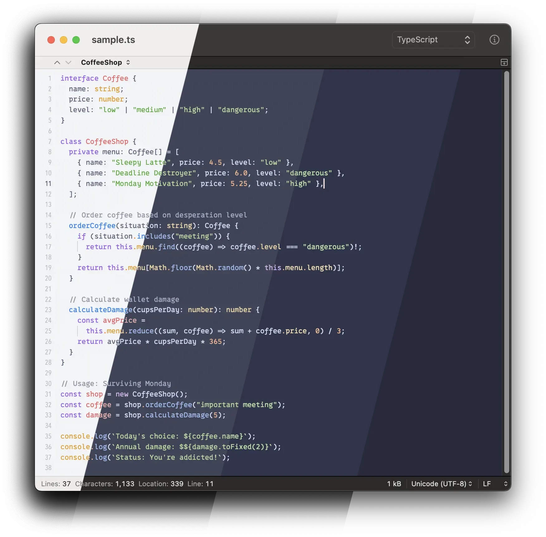 CatppuccinテーマをCotEditorに適用したイメージ